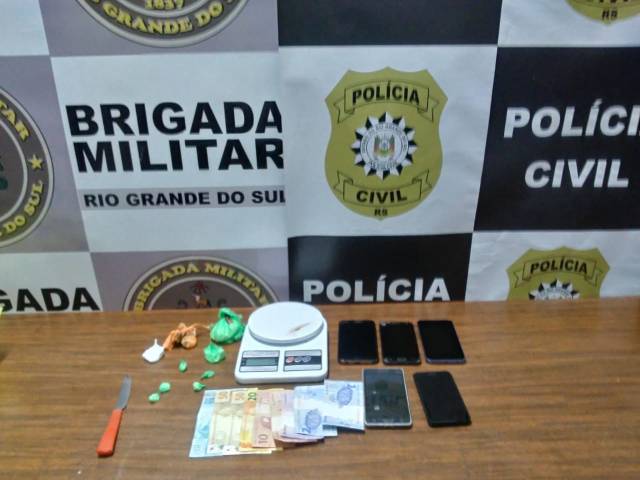 Ação conjunta da BM e PC resulta em prisão por tráfico de drogas no Centro de Três de Maio